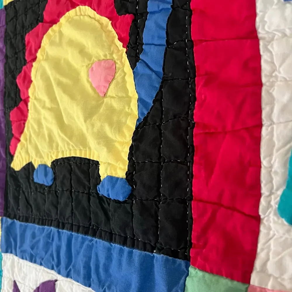Vintage Dinosaur Baby Quilt Blanket Cotton Patchwork Nursery Wall Hanging 46x34